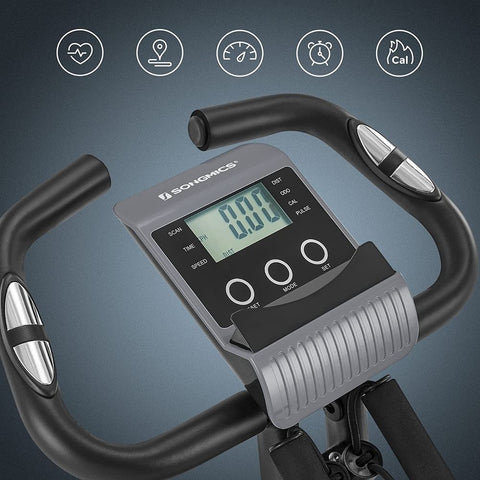 Rootz Exercise Bike - Foldable Exercise Bike - Indoor Exercise Bike - With Resistance Band - Cycling Bike - Adjustable Bike - Weight Loss Bike - Black/Grey - 100 x 51 x 113 cm