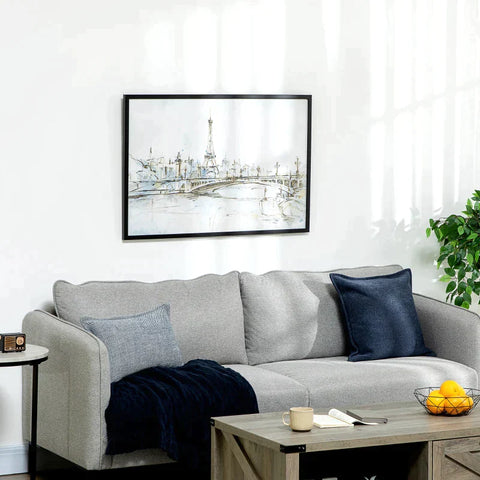 Rootz Wall Art - Art Print - Wall Pictures - With Eiffel Tower Motif - UV Printing - Embossing Technique - Including Mounting Material - 93 cm x 2.5 cm x 63 cm