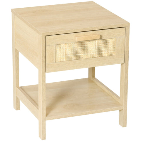Rootz Bedside Table - Bedside Table - Bedside Table - Side Table - Drawer Storage Shelf - Natural - 40 x 40 x 48 cm