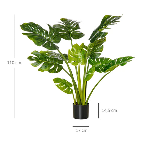 Rootz Artificial Plants - Artificial Monstera Plant - Home Office Outdoor Decoration - Green + Black - 17cm x 17cm x 110cm