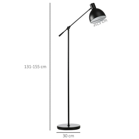 Rootz Stehlampe – Nachttischlampe – Industriedesign – höhenverstellbar – Bodenschalter – Schwarz – 30 m x 30 cm x 131 cm