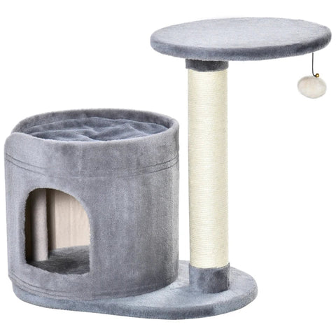 Rootz Krabpaal - Krabpaal Met Kattenhol - Speelbal - Kattenkrabpaal - Sisal Touw - Krabpalen - Grijs - 55 x 36 x 59 cm