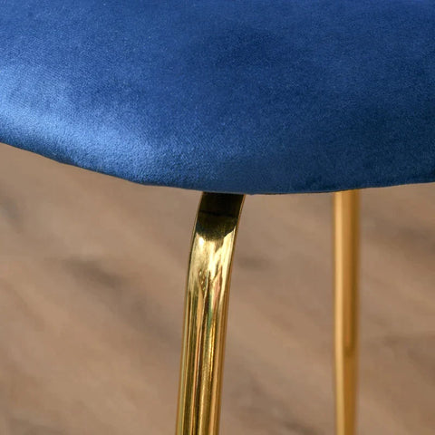 Rootz Chair - Set Of 2 Dining Chairs - Retro Design - Dining Room - Kitchen - Living Room - Blue/gold - 52 cm x 52 cm x 81 cm