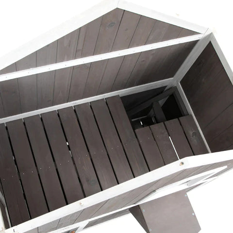 Rootz Cat House - Cat Hut - Cat Cave - Cat Villa - Small Animal House - With Platform - Weatherproof - Fir Wood - Grey - 100 x 62.5 x 119 cm