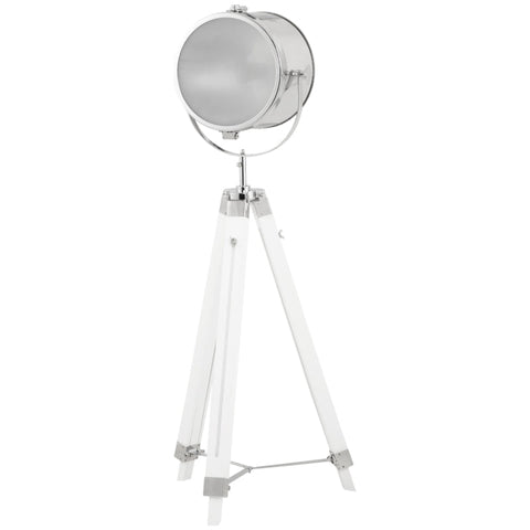 Rootz Stehlampe – Industriedesign – Stativ-Fußschalter – Kiefernholz – Natur + Weiß – 63 L x 63 B x 140 H cm