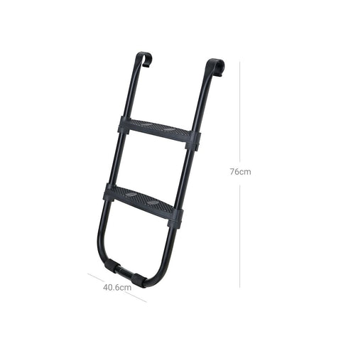 Rootz Trampoline Ladder - Trampoline Ladder With Wide Steps - Trampoline Steps - Trampoline Accessory - Adjustable Trampoline Ladder - Non-slip Trampoline Ladder - Powder Coated Iron - Black - 40.6 x 7.3 cm (L x W)