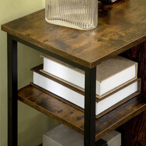 Rootz Storage Cabinet - Sideboard - Industrial Design Sideboard - With 3 Shelves - 1 Cupboard - Black/Brown - 60 cm x 32 cm x 70 cm
