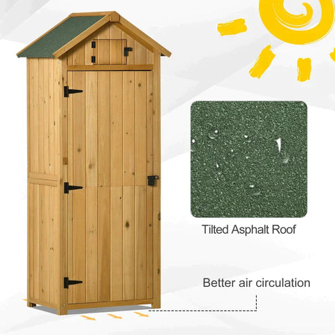 Rootz Garden Cabinet - Garden Shed - Tool Shed - Tool Shed With Shelves - Asphalt Roof - Window - Yellow + Green - 77 x 54.2 x 179 cm