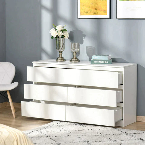Rootz Side Cabinet - Chest Of Drawers - Living Room - Bedroom - Entryway - Home Office - White - 138 cm x 40 cm x 77 cm