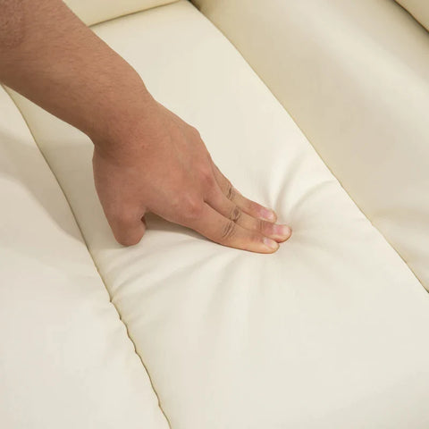 Rootz Relaxation Chair - Stand-up Aid - Including Footrest - Electric Tv Chair - Headrest - 1 Remote Control - Faux Leather - Cream White - 93L x 96W x 105H cm