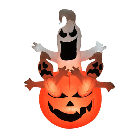 Rootz Inflatable Pumpkin Ghost - Halloween Ghost - Halloween Decoration - With LED Lighting - 120x120x180cm