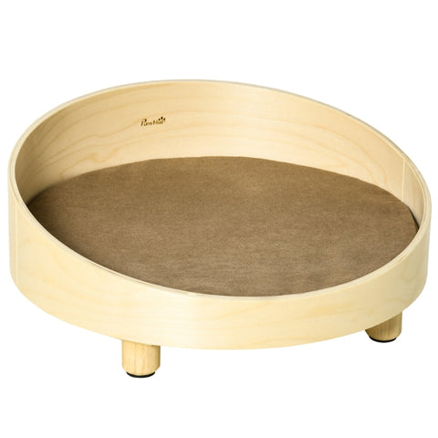 Rootz Pet Bed - Raised Dog Bed - Dog Bed - With Cushion - Round Pet Bed - Dog Sleeping Place - Natural/Light Brown - Ø59 x 23.5 cm