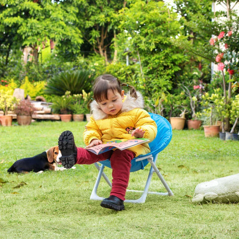 Rootz Moonchair - Children's Camping Chair - Baby Moon Chair - Kid's Folding Chair - Indoor And Outdoor - Easy To Carry For Toddler Girls Boys - Steel - Blue - Ø50 x 49H cm