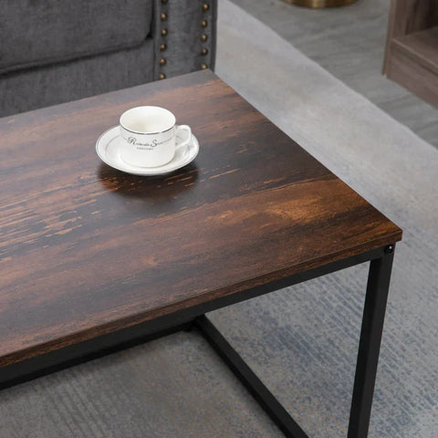 Rootz Salontafel - Set Van 2 Salontafel - Theetafel - Snacktafel - Industrieel Design - Spaanplaat/Staal - Zwart/Bruin - 90cm x 48cm x 49cm