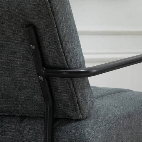 Gepolsterter Sessel Rootz – Doppelsitzsofa – Retro-Design – Samtoptik – Metall – Grau + Schwarz – 59 x 75 x 77 cm