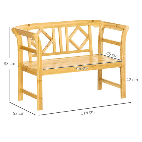 Rootz Tuinbank - Landelijke Tuinbank - Weerbestendig - Massief Hout - Naturel - 116cm x 53cm x 83cm