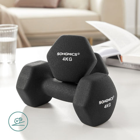 Rootz Dumbbell - Hexagonal Dumbbells - Hex Dumbbell - Set Van 2 Dumbbells - Gietijzer/Vinyl Coating - Zwart - 20,5 x 9,5 x 9 cm