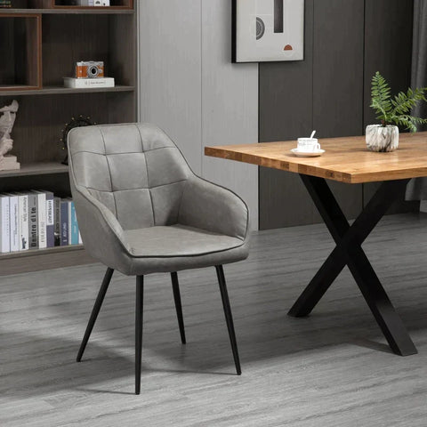 Rootz Esszimmerstuhl – Esszimmerstuhl im Retro-Design – Pu-Leder – Grau – Schwarz – 61 cm x 58 cm x 84 cm