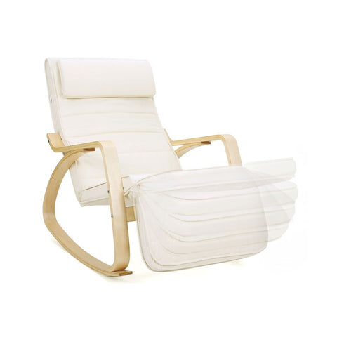 Rootz Rocking Chair - Wooden Rocking Chair - Modern Rocking Chair - Classic Rocking Chair - Comfortable Rocking Chair - Rocking Chair For Relaxation - Beige - 67 x 115 x 91 cm