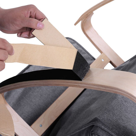 Rootz Schommelstoel - Goed draagvermogen - Hoog zitcomfort - Hoogwaardig hout - Ergonomisch gevormd - Berkenhout-schuim-imitatie Linnen - Grijs - 67 x 115 x 91 cm