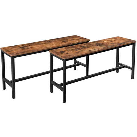Rootz Industrial Set of 2 Table Benches - Dining Bench - 108 x 32.5 x 50 cm - Benches