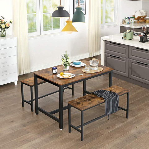 Rootz Industrial Set of 2 Table Benches - Dining Bench - 108 x 32.5 x 50 cm - Benches