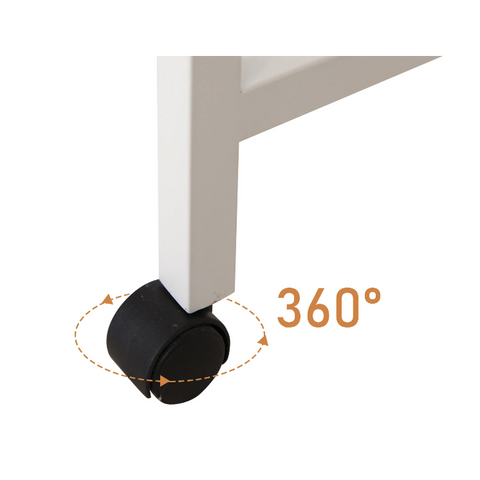 Rootz Folding desk - Folding table - Office table - Desk - Wheels - Shelves - Anti-Slip - Natural - White