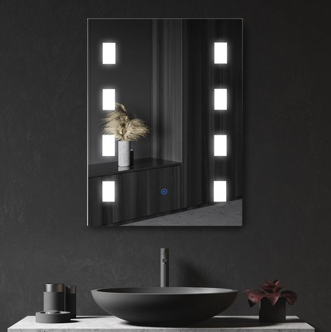 Rootz Bathroom Mirror - Light Mirror; - Wall mirror - LED mirror - Anti-Condensation - 70 x 50 x 4 - Energy-efficient - Touch-sensitive - SILVER