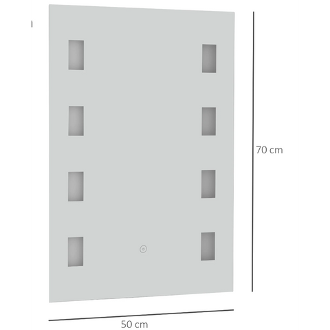 Rootz Bathroom Mirror - Light Mirror; - Wall mirror - LED mirror - Anti-Condensation - 70 x 50 x 4 - Energy-efficient - Touch-sensitive - SILVER
