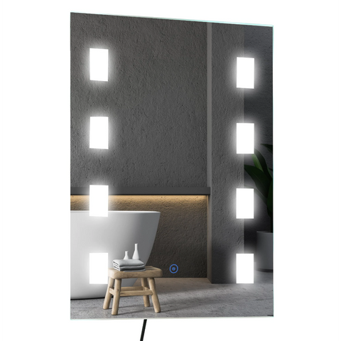 Rootz Bathroom Mirror - Light Mirror; - Wall mirror - LED mirror - Anti-Condensation - 70 x 50 x 4 - Energy-efficient - Touch-sensitive - SILVER