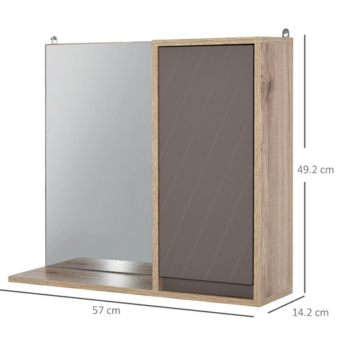 Rootz Mirror cabinet - Bathroom mirror - Wall cabinet - Wall cabinet - Multifunctional - 2 Storage compartments - Processed Wood - MDF - Gray - Natural