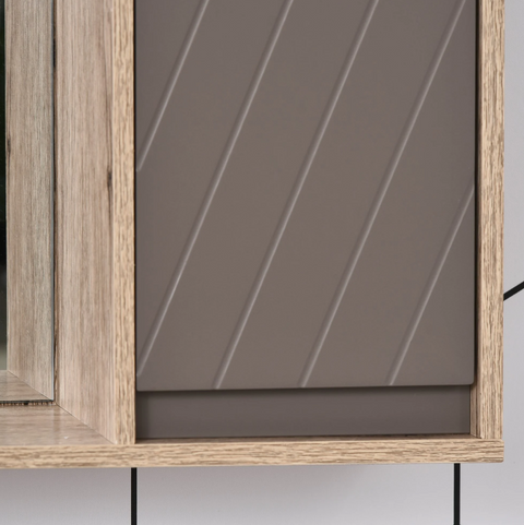 Rootz Mirror cabinet - Bathroom mirror - Wall cabinet - Wall cabinet - Multifunctional - 2 Storage compartments - Processed Wood - MDF - Gray - Natural