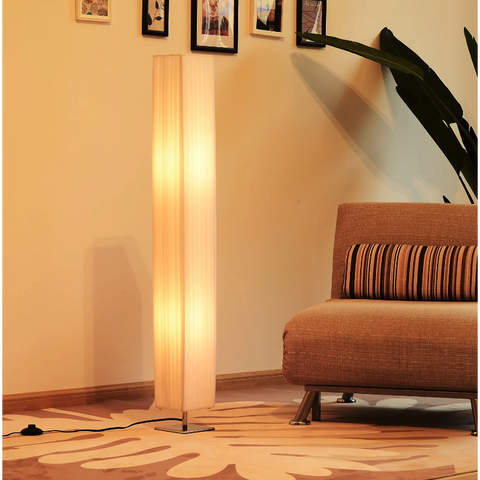 Rootz Floor Lamp - Standing Lamp - Living Room Lamp - Stainless Steel - E27 - White - 40W - Anti-slip - 14 x 14 x 113 cm