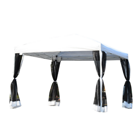 Rootz Party Tent - Pavilion - Folding Pavilion - Shade - Side Walls - Steel - White - Tent - 3 x 3 m