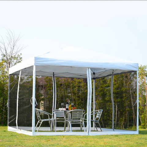 Rootz Party Tent - Pavilion - Folding Pavilion - Shade - Side Walls - Steel - White - Tent - 3 x 3 m