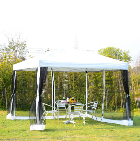 Rootz Party Tent - Pavilion - Folding Pavilion - Shade - Side Walls - Steel - White - Tent - 3 x 3 m