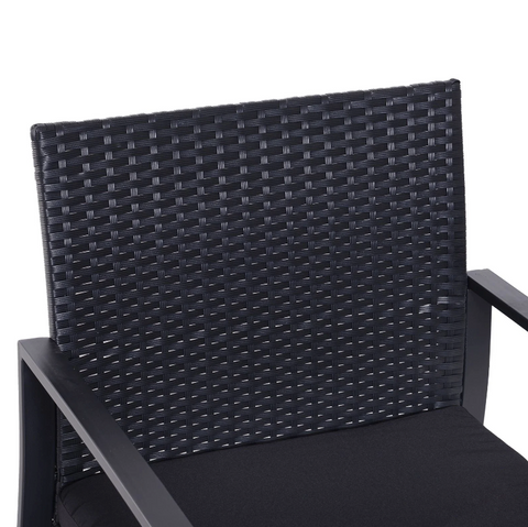 Rootz Garden Set - Seating Group - 2 Chairs - 1 Table - 3-part - Cushions - Polyrattan - Black