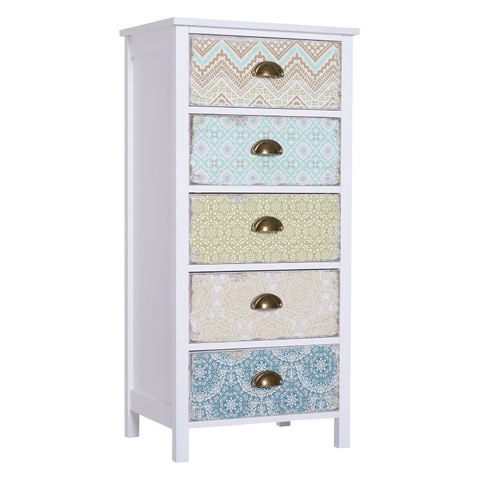 Rootz Ladekast - Bijzetkast - Dressoir - Opbergkast - 5 Laden - Rechthoekig - Staande Kast - Hout - MDF - 46 x 34 x 97,5 cm