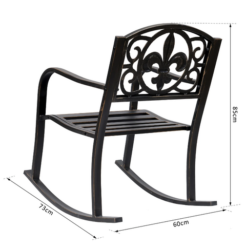 Rootz Rocking Chair - Garden Chair - Metal - Bronze - Antique - Steel - Cast Iron - Ergonomic - 60 x 73 x 85 cm