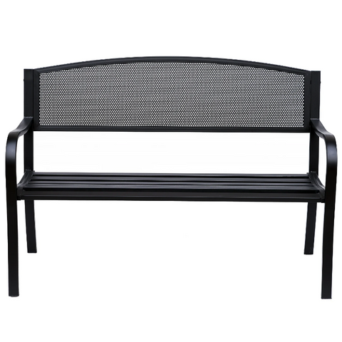 Rootz Gartenbank – 2-Sitzer-Bank – Schwarz – Gitter – Stahl – Ergonomisch – 127 x 60 x 87 cm