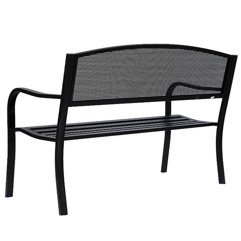 Rootz Gartenbank – 2-Sitzer-Bank – Schwarz – Gitter – Stahl – Ergonomisch – 127 x 60 x 87 cm