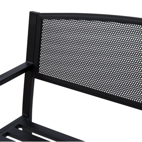 Rootz Gartenbank – 2-Sitzer-Bank – Schwarz – Gitter – Stahl – Ergonomisch – 127 x 60 x 87 cm