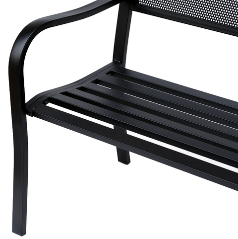 Rootz Gartenbank – 2-Sitzer-Bank – Schwarz – Gitter – Stahl – Ergonomisch – 127 x 60 x 87 cm