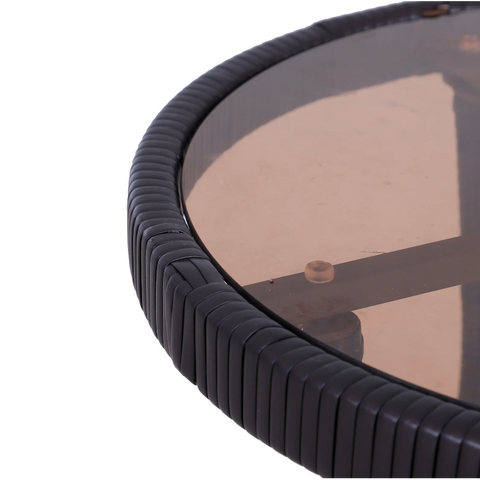 Rootz Garden Set - Rocking Chairs - Garden Table - 2 Chairs - 1 Table - Cushions - Tempered Glass - Steel - Polyester - Brown - Cream