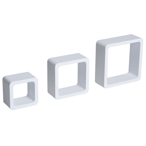 Rootz Wall Shelves - Set Of 3 - Hanging Shelf - Storage Space - Three Compartments - MDF - Water Resistant - White - Three Dimensions