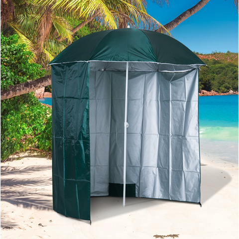 Rootz Parasol - Beach Parasol - Sidewall - Green - 2-Piece - Polyester - Water-repellent - Removable Sidewall - Diameter 220 cm