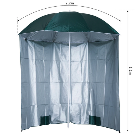 Rootz Parasol - Beach Parasol - Sidewall - Green - 2-Piece - Polyester - Water-repellent - Removable Sidewall - Diameter 220 cm