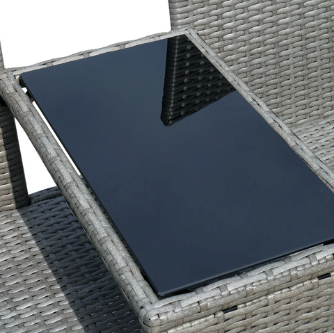 Rootz Garden Bench - Garden Chairs - 2-Seater Bench - Table - Polyrattan - Braided - Wickerwork - Steel - Gray - 133 x 63 x 84 cm