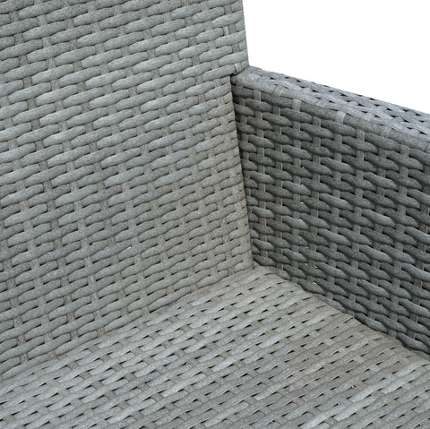 Rootz Garden Bench - Garden Chairs - 2-Seater Bench - Table - Polyrattan - Braided - Wickerwork - Steel - Gray - 133 x 63 x 84 cm