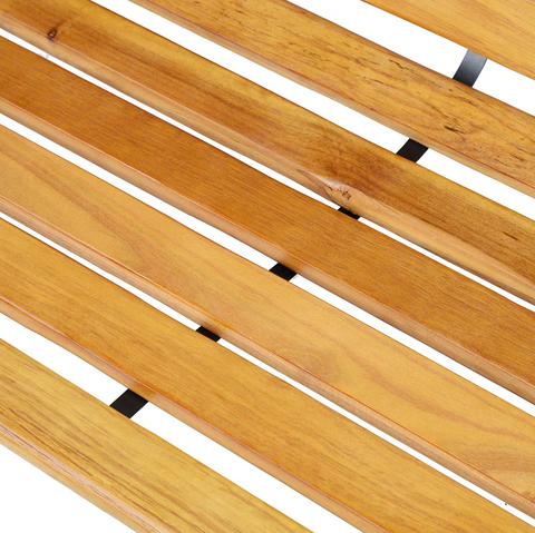 Rootz Garden Bench - Bench - Wooden Bench - 2-Seater - Park Bench - Steel - Black - Brown - Natural - 122 x 60 x 80 cm